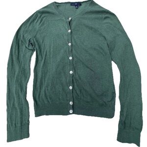 Gap Y2K 2008 Cardigan Green Button Front Pockets Long Sleeve Cropped Sz.M
